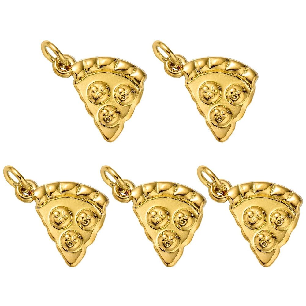2298 5 Pcs Pizza Food Charms for Jewelry Making Stainless Steel Pendants